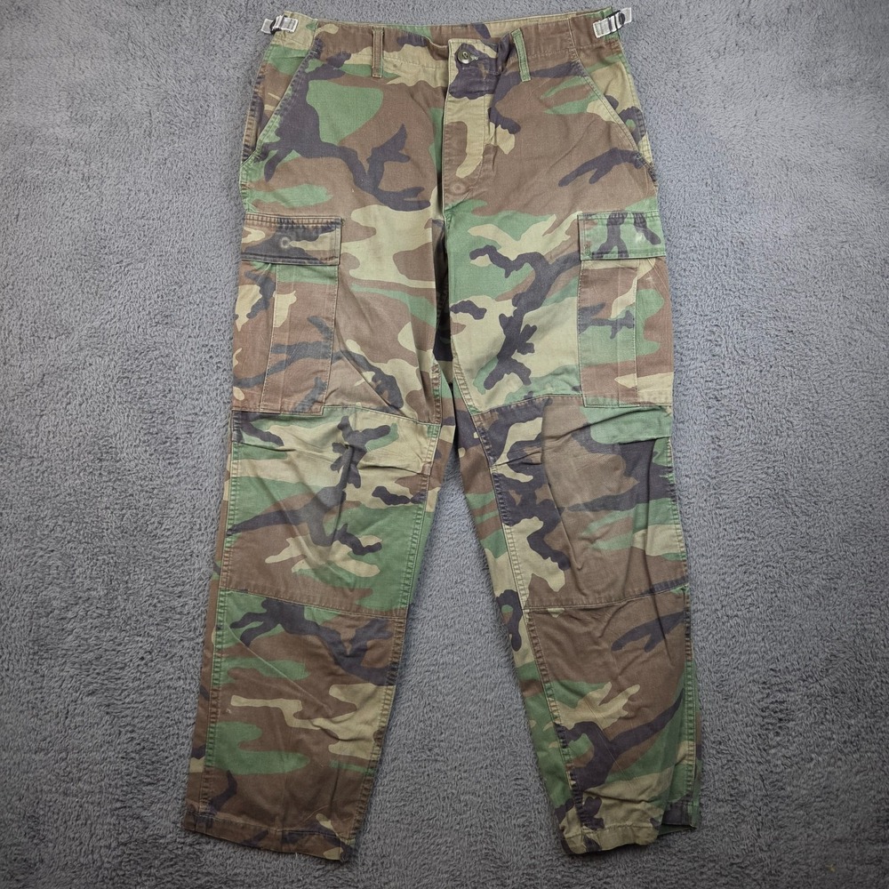 Vintage Camo Cargo Pants Men's Medium Regular Woodland Army M81 BDU 80s USGI